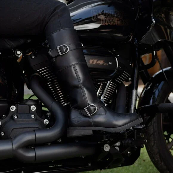 Harley Davidson Women's Kirtland Riding Boot - Black Knee High Leather - Picture 10 of 13